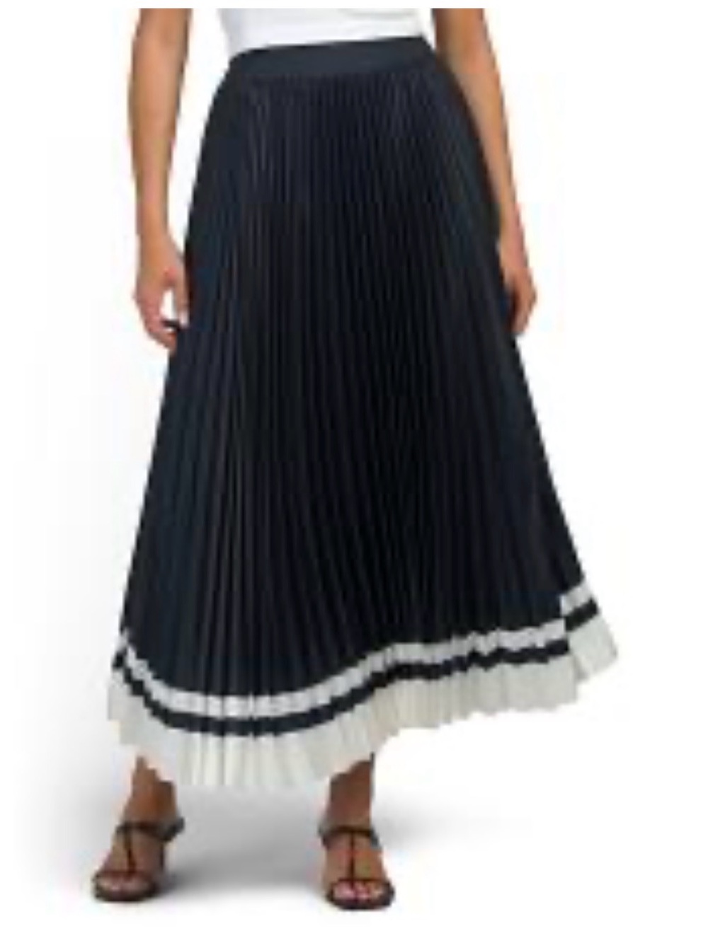 ELIE TAHARI Elastic Waistbandand Pleated Midi Skirt. Size L. MSRP $245